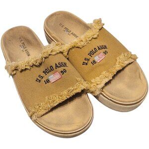 U.S. Polo Assn Shoes 6.5 Sandals Slide Fashion Canvas Flag logo
